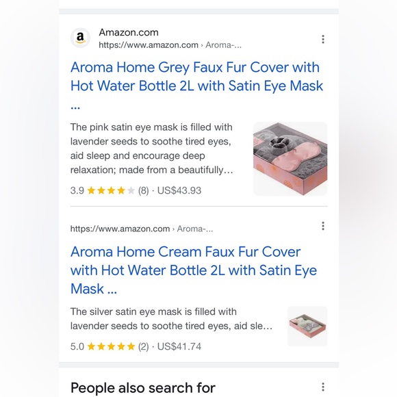 Aroma Home Faux Fur hot water bottle & satin eye mask - Picture 4 of 5